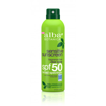 Alba Botanica Sensitive Fragrance Free Clear Spray Sunscreen SPF 50 - Натуральное солнцезащитное средство (177мл.)