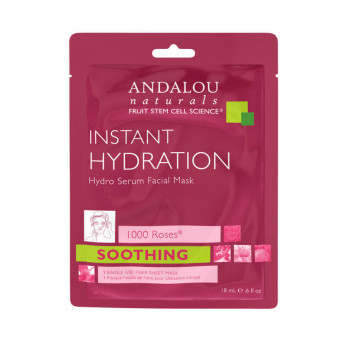 Andalou Naturals Instant Hydration Hydro Serum Facial Mask- Маска-сыворотка  для лица  увлажняющая "1000 роз" (6шт. по 18мл.)